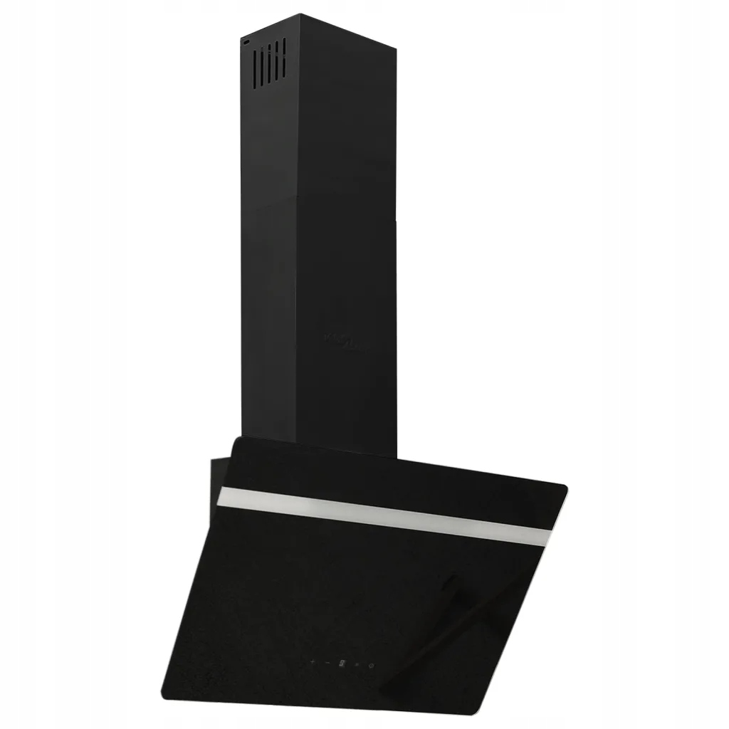 Okap Kuchenny Ścienny Led Czarny 60 X 33,5 X (78 108) CM Szkło Hartowane