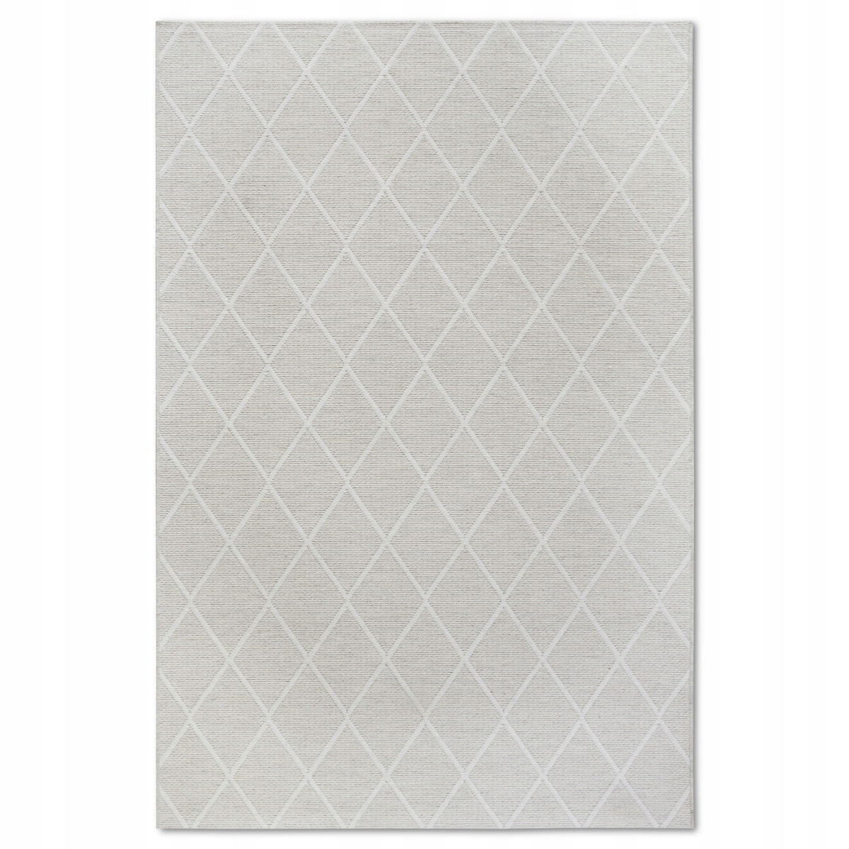 Plochý tkaný koberec do obývačky 160 x 230 cm, šedo-krémový vzor boho