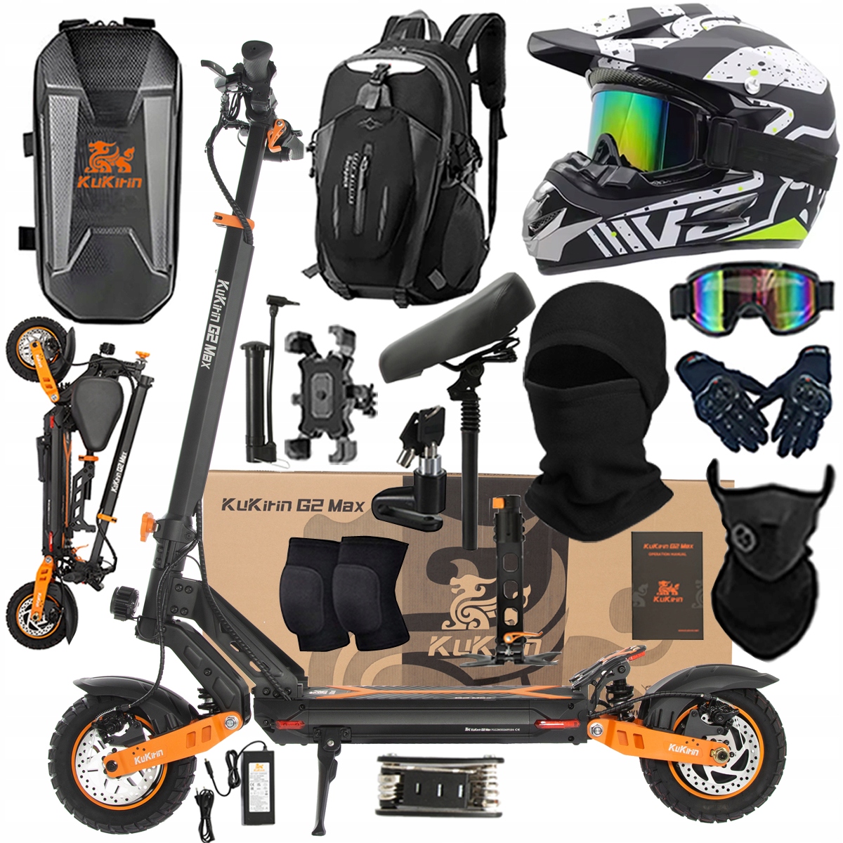 Kukirin G2 Max Składany Pojazd Elektryczny 1200W 48V 20Ah 55KM/H PL+Prezent
