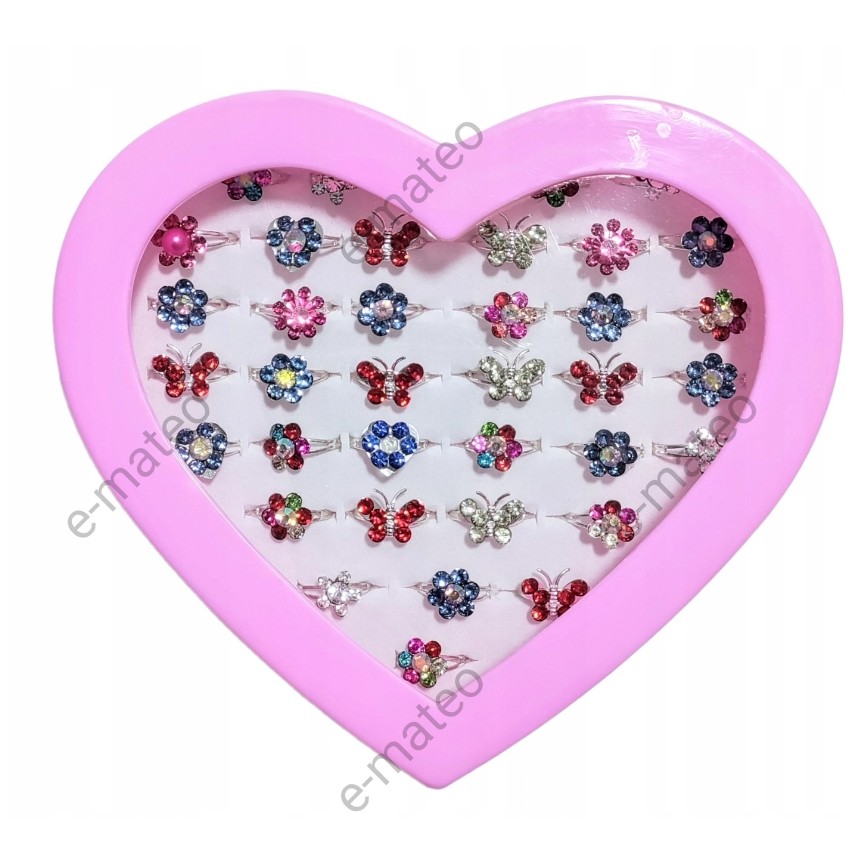 ZESTAW PIERŚCIONKI DLA DZIEWCZYNKI 36 Biżuteria Kolor wielokolorowy