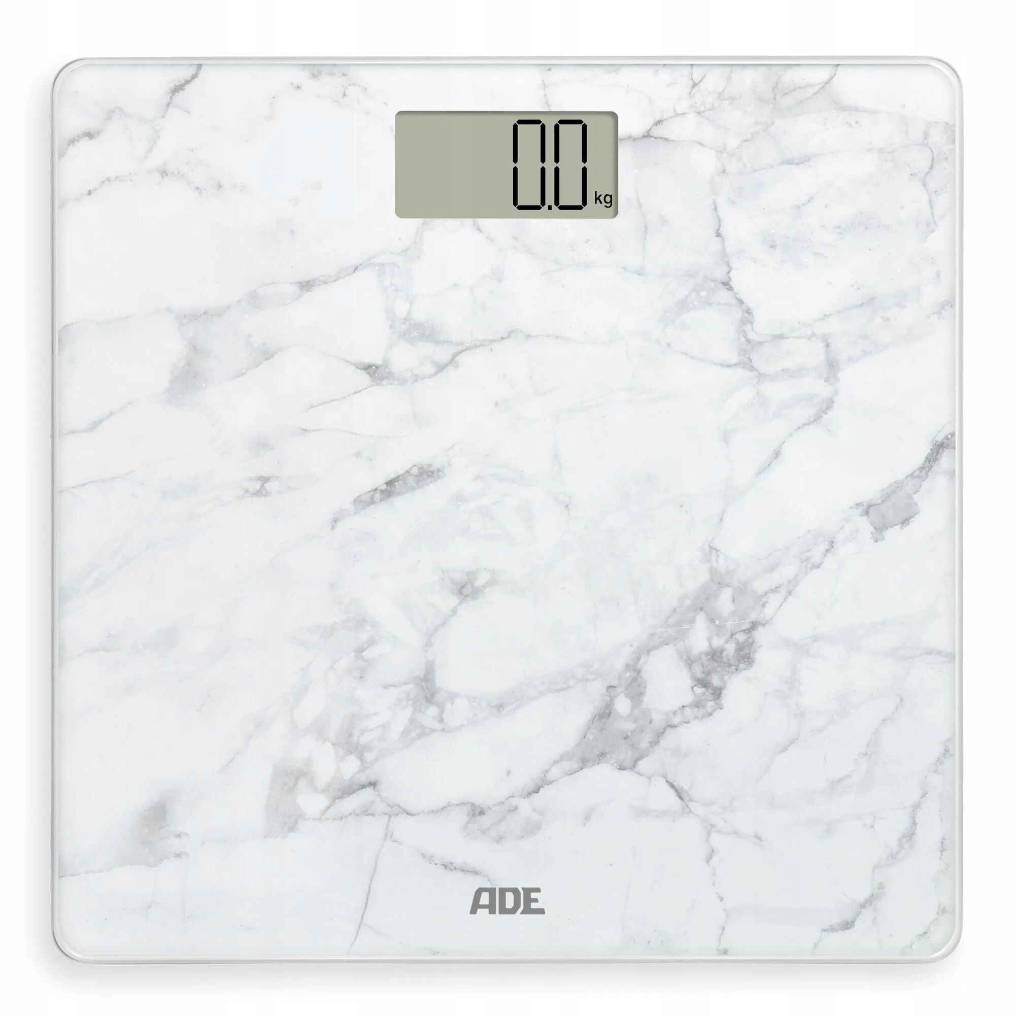 Waga łazienkowa, do 180 kg, 30 x 30 cm, marmurowy wzór, biała