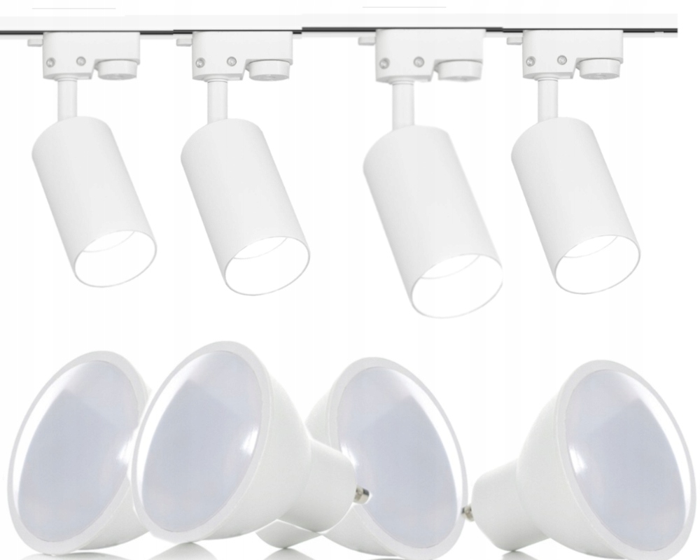 4xOŚWIETLENIE SZYNOWE REFLEKTOR BIAŁY +ŻARÓWKA