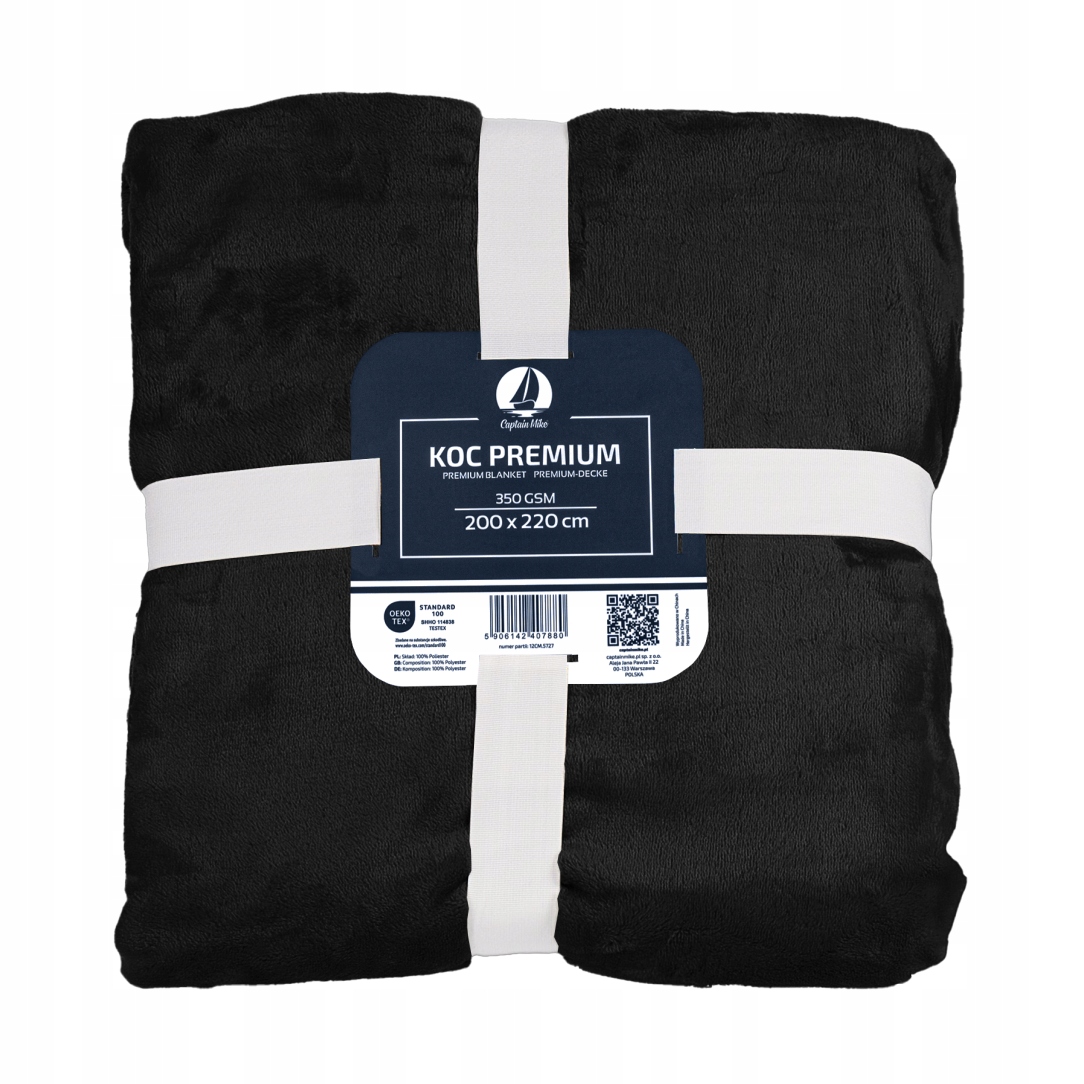 Fleecová deka 200x220 černá, teplá, měkká Pro Alergiky Captain Mike