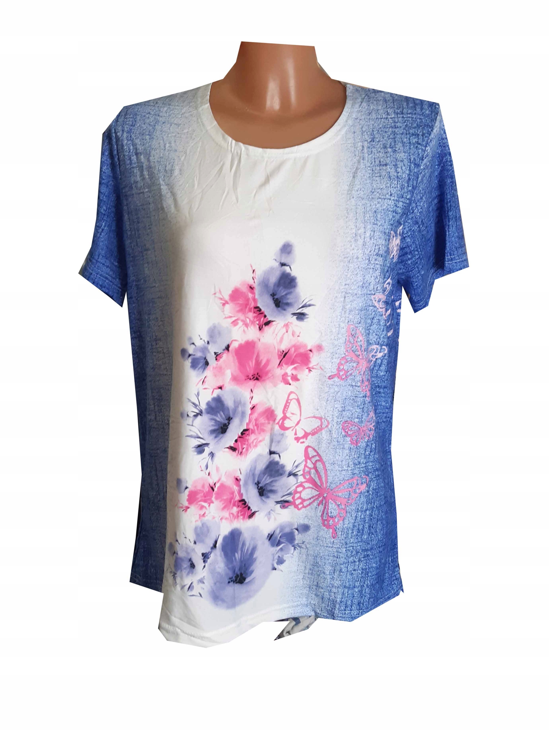 Bluzka KOSZULKA wygodna kobieca KWIATY XL