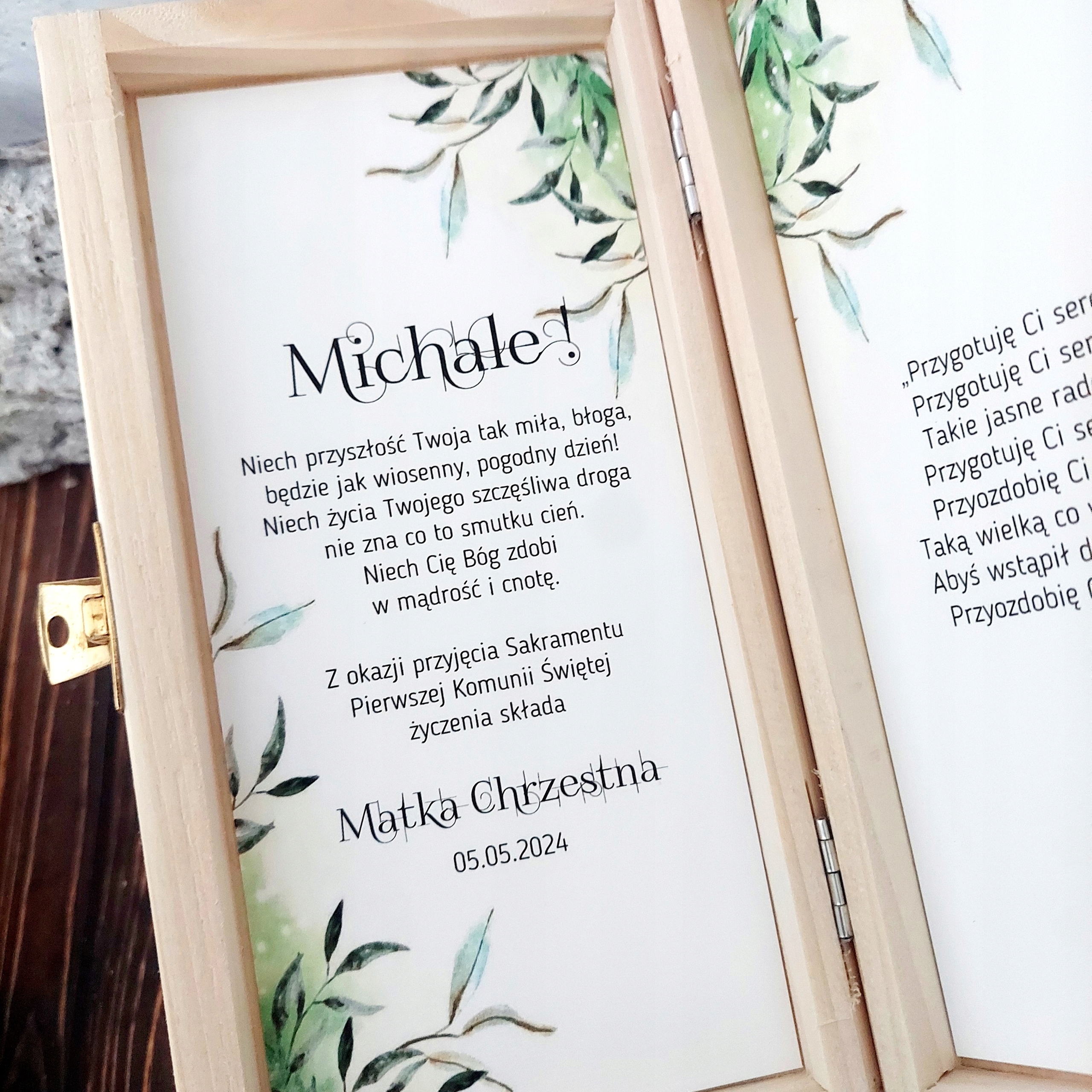 Pamiątka Pierwszej Komunii Świętej IHS * PUDEŁKO NA GOTÓWKĘ Kolor beżowy