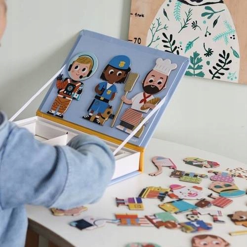 Magnetyczna Układanka MAGNETIBOOK ZAWODY Janod 3+ Liczba elementów 64 szt.