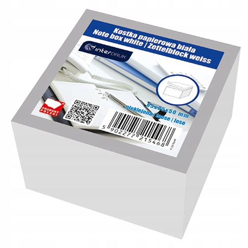 Biurowe KARTECZKI SAMOPRZYLEPNE Kostki Klejone Mini NOTATNIK 85X85X50Mm