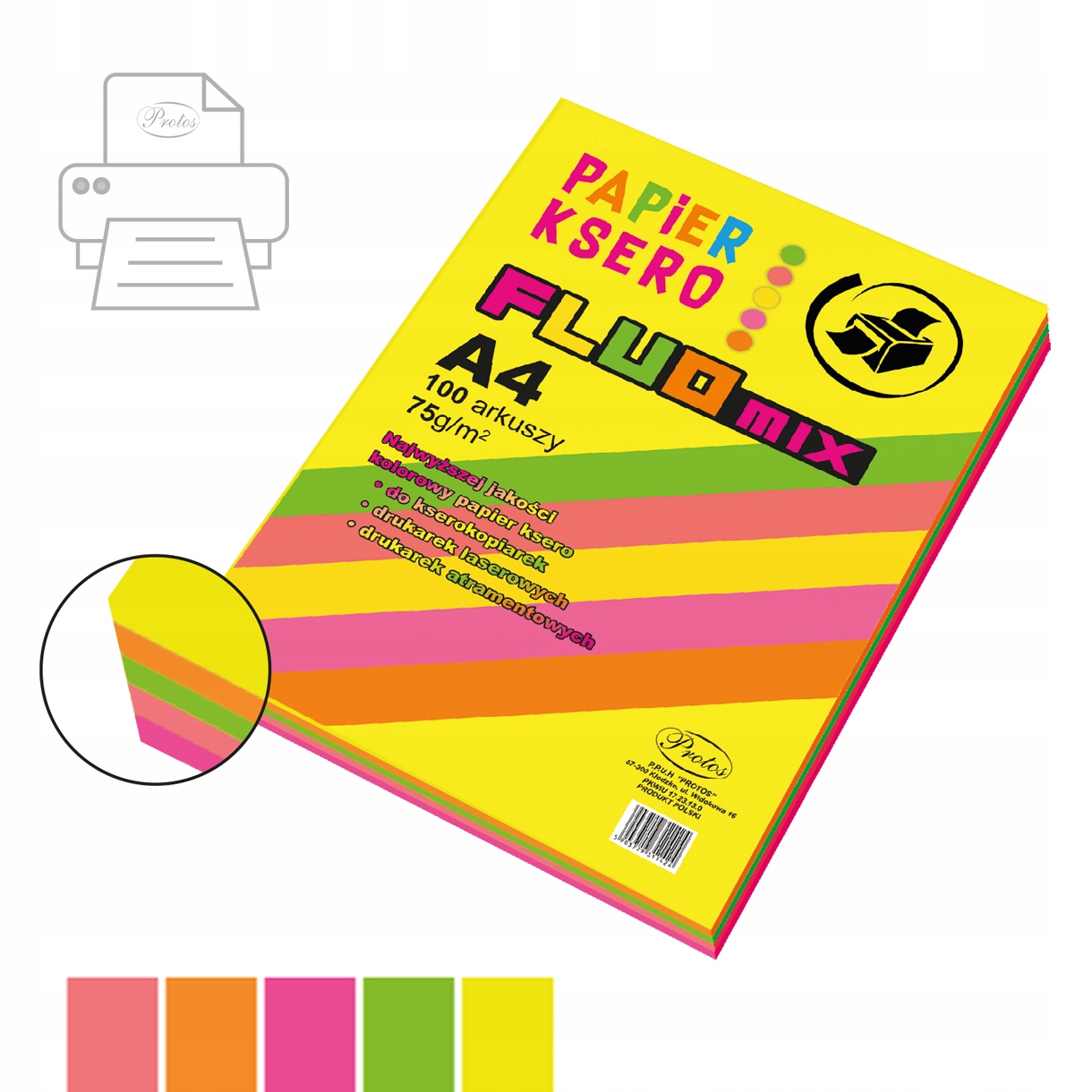 

Papier ksero A4 75g mix fluo 100 szt.