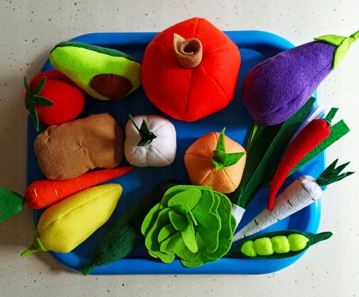 Sada 15 zeleniny -dekorace z plsti, hračka