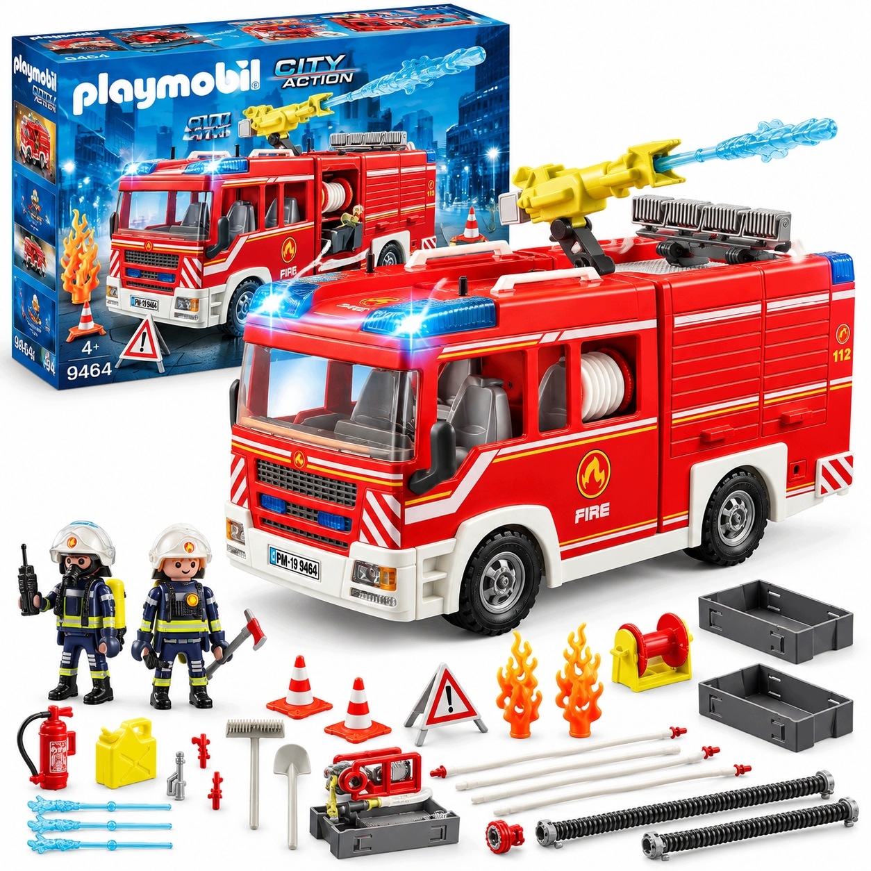 PLAYMOBIL E5908196030397 Zestaw Klocków Do Zabawy Dla Dzieci Wóz Strażacki Straż Dzieci
