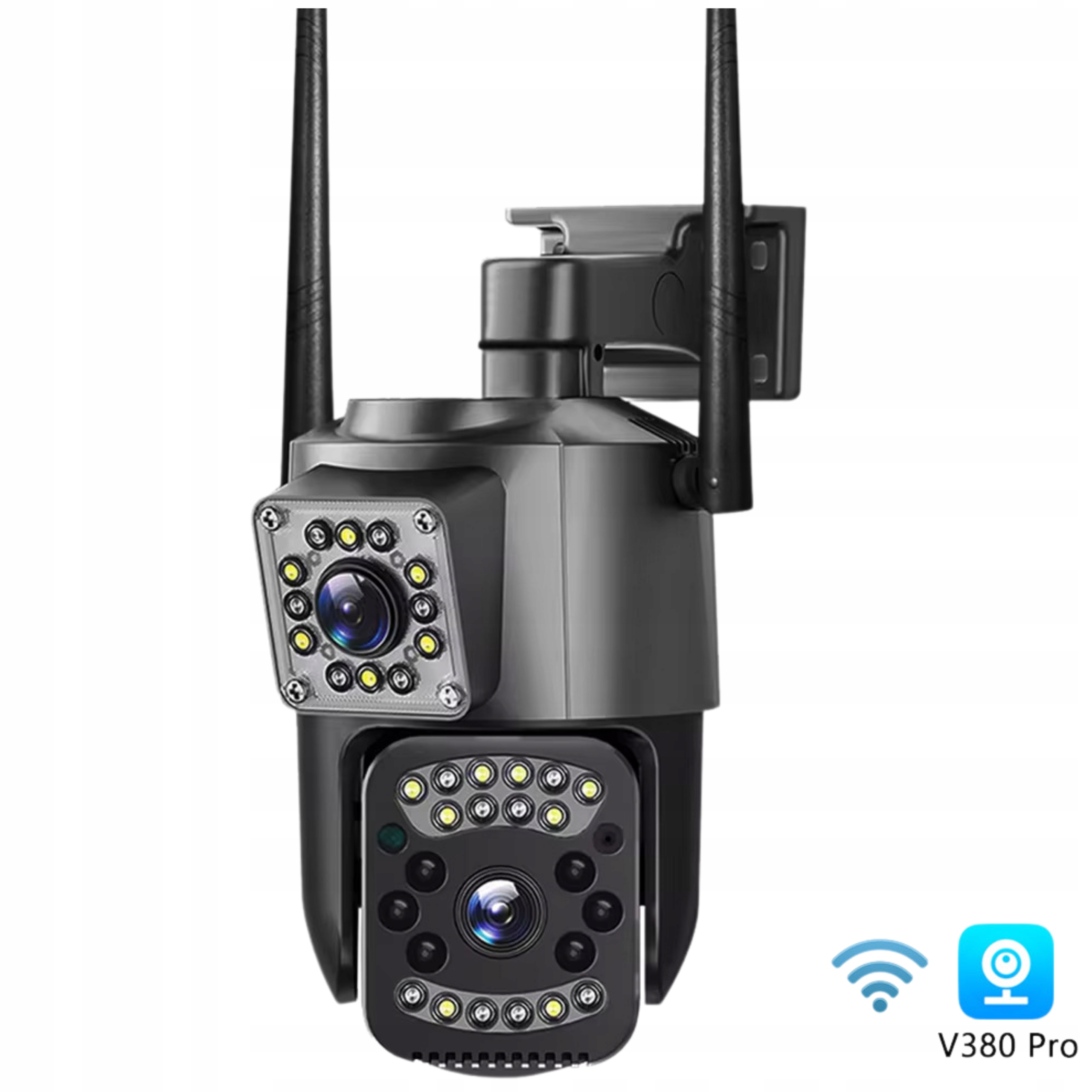 Podwójna Kamera Ip 5MPX Fhd 350° Wifi Detekcja Obrotowa Zewnętrzna Gsm Lte