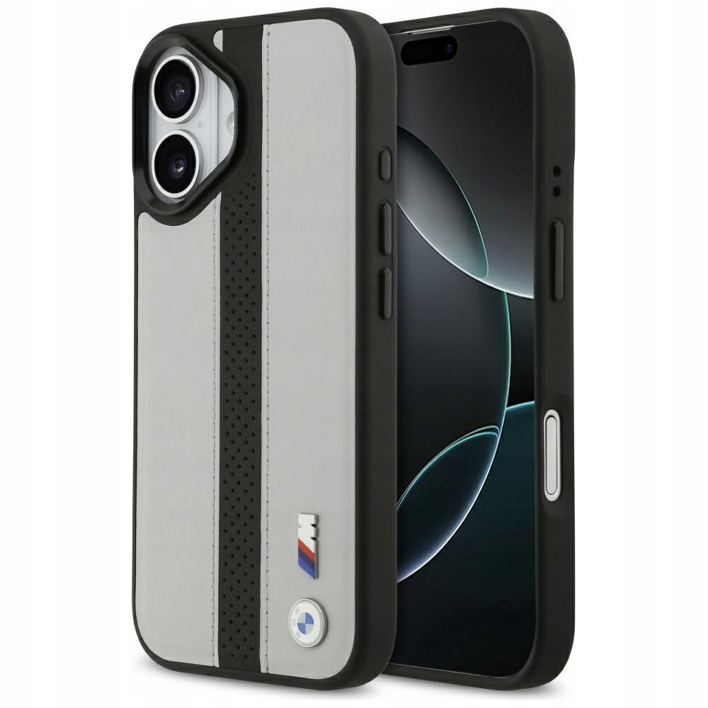 Pouzdro Bmw M Perforated Stripe Logo MagSafe pro iPhone 17, šedé