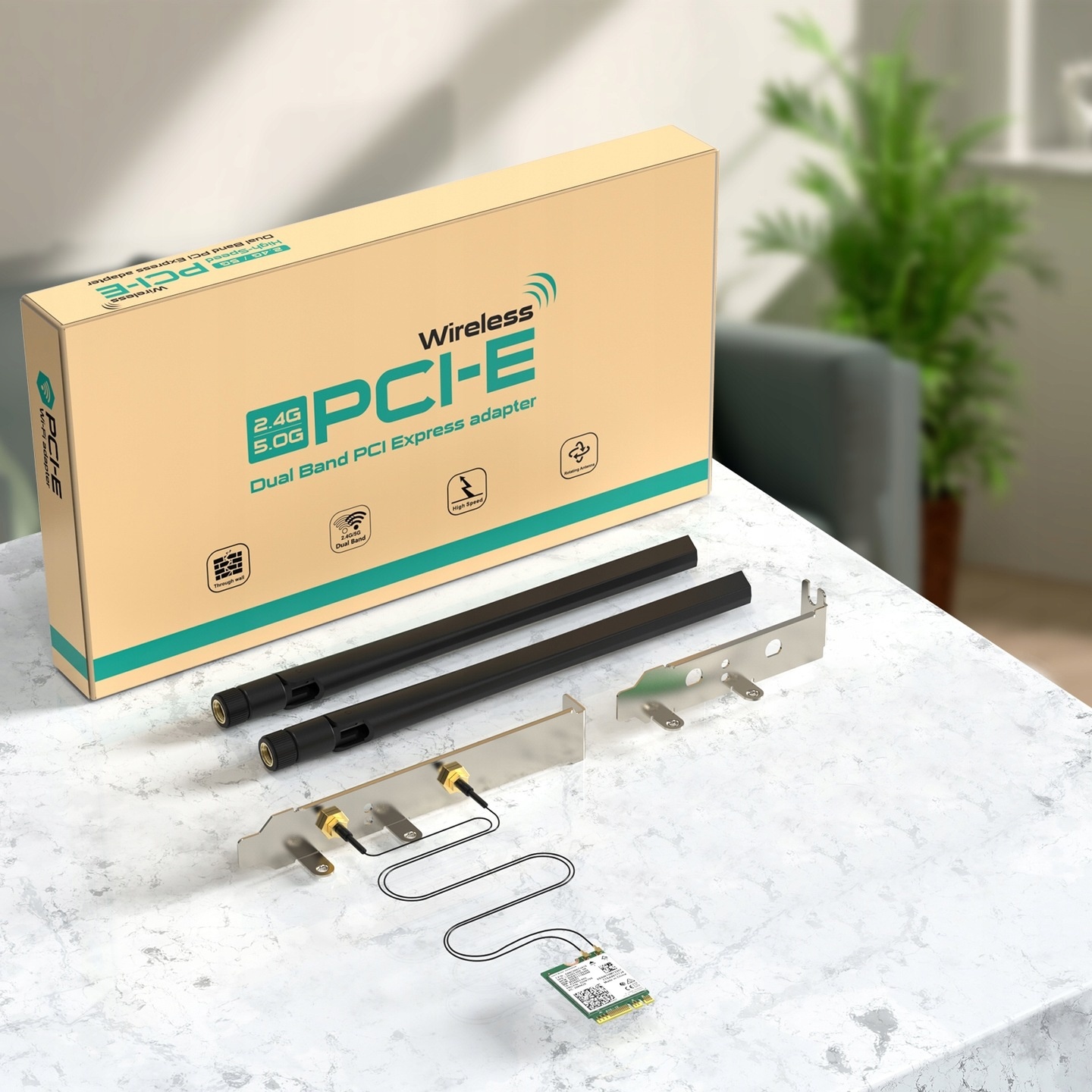 Karta sieciowa Intel WiFi 6 AX210 do komputera stacjonarnego + dwie anteny Rodzaj karty wewnętrzna