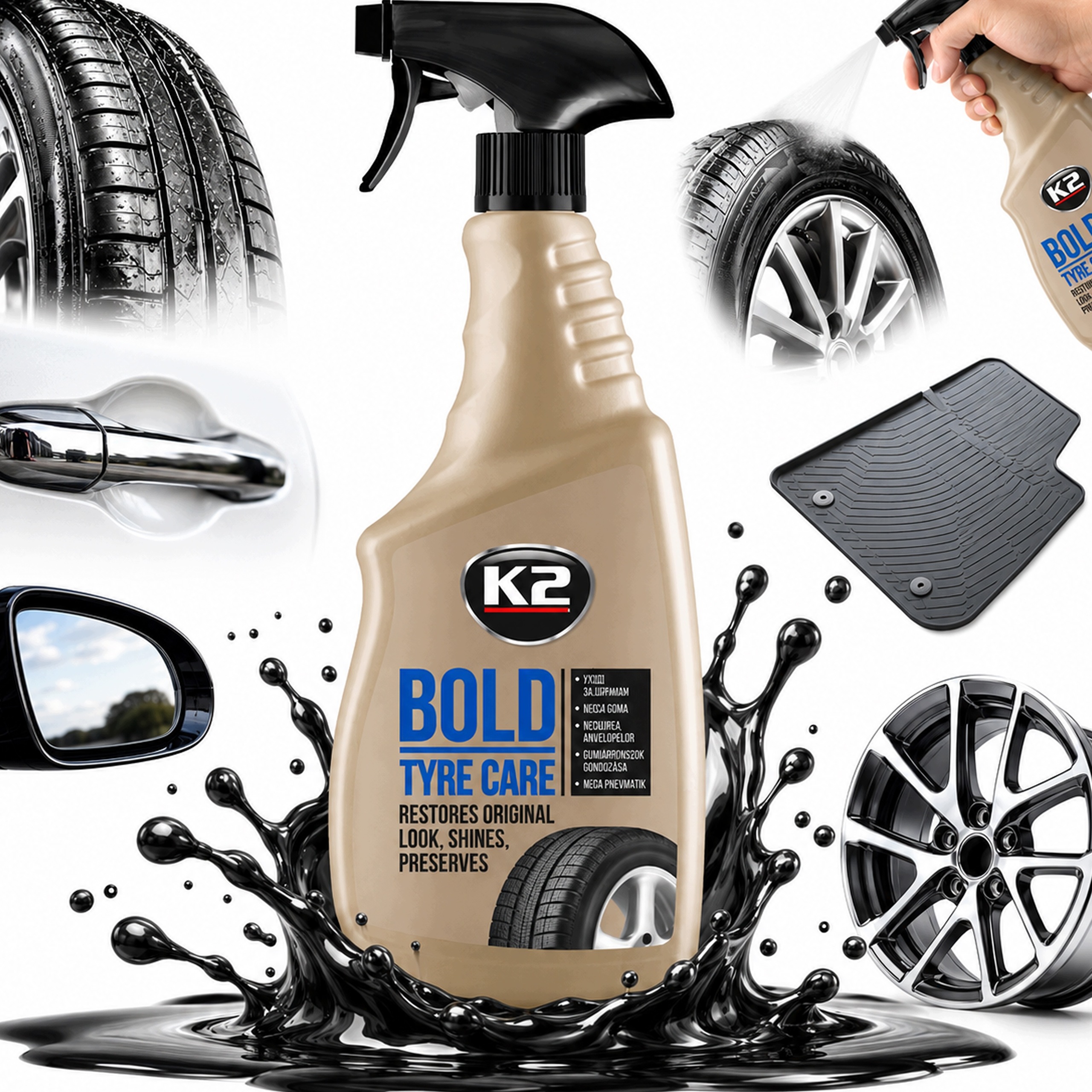 Nabłyszczacz Mocny Połysk Do Opon 700ml Efekt Mokrej Opony K2 Bold K157M