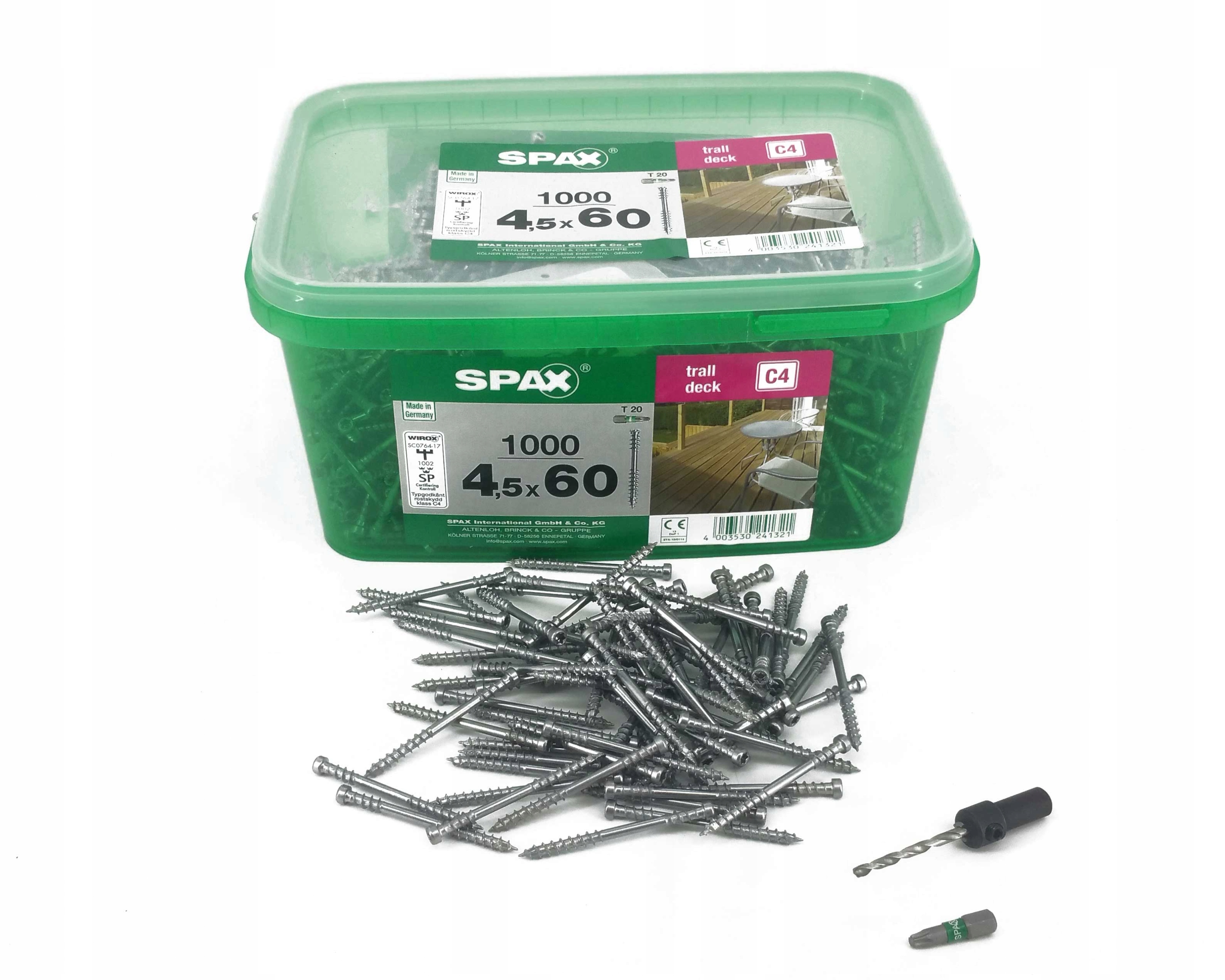 SPAX Wkręt do tarasu 4,5x60 WIROX 1000szt +wiertło