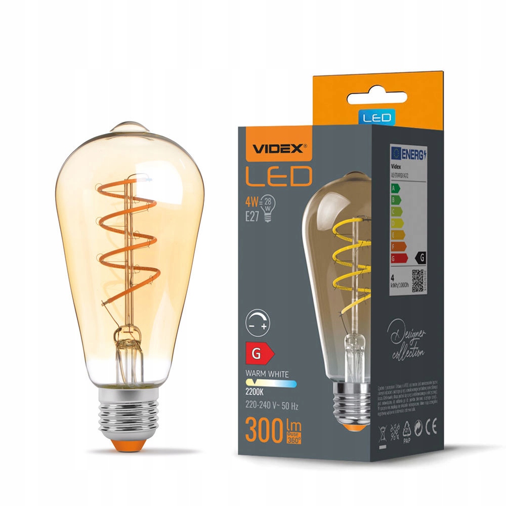 Żarówka LED Filament 4W 300lm 2200K E27 ciepła