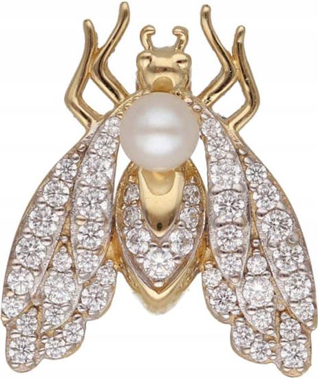 Zlatý přívěsek 585 hmyz motýlek s zirkony 3,18 g, módní vzor na řetízek