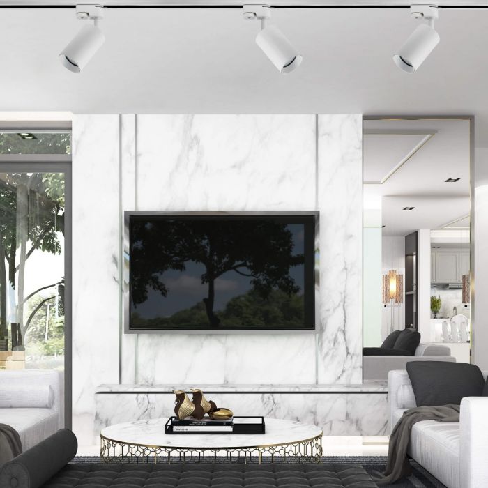 Reflektor Szynowy Biały GU10 Lampa Szynowa Oprawa Długość 0.1 m