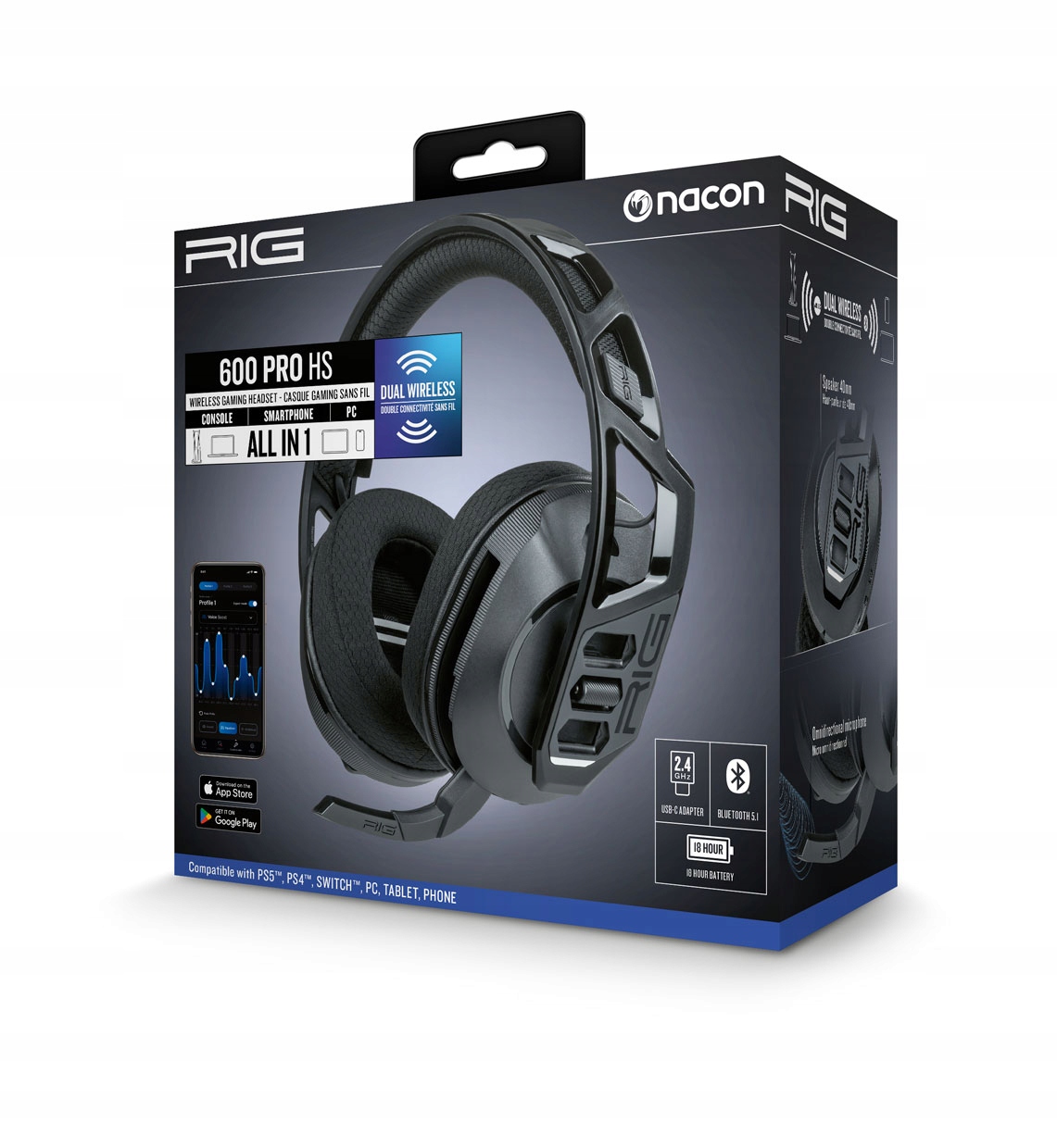 Nacon RIG PS5 беспроводные наушники Rig600prohs-черный-PS4 / PC