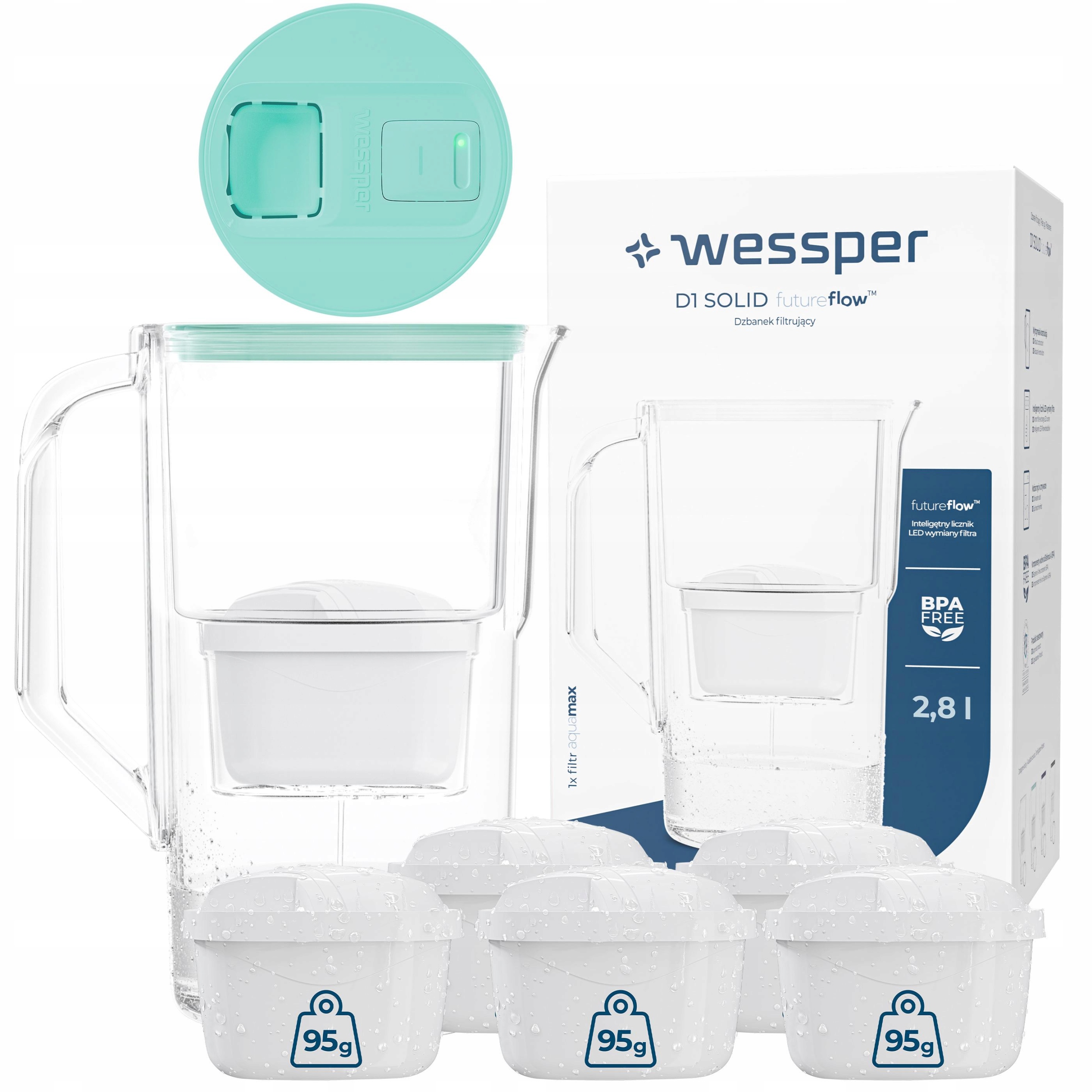 Filtrační konvice plastová Wessper D1 Solid 2,8 l, Led počítadlo 6x filtr