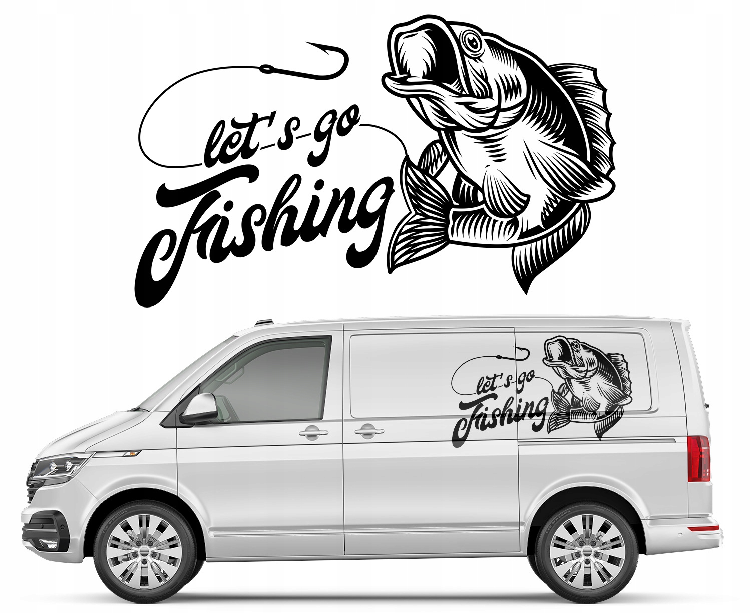 1x Nálepka na auto Let's Go Fishing 94x155 cm