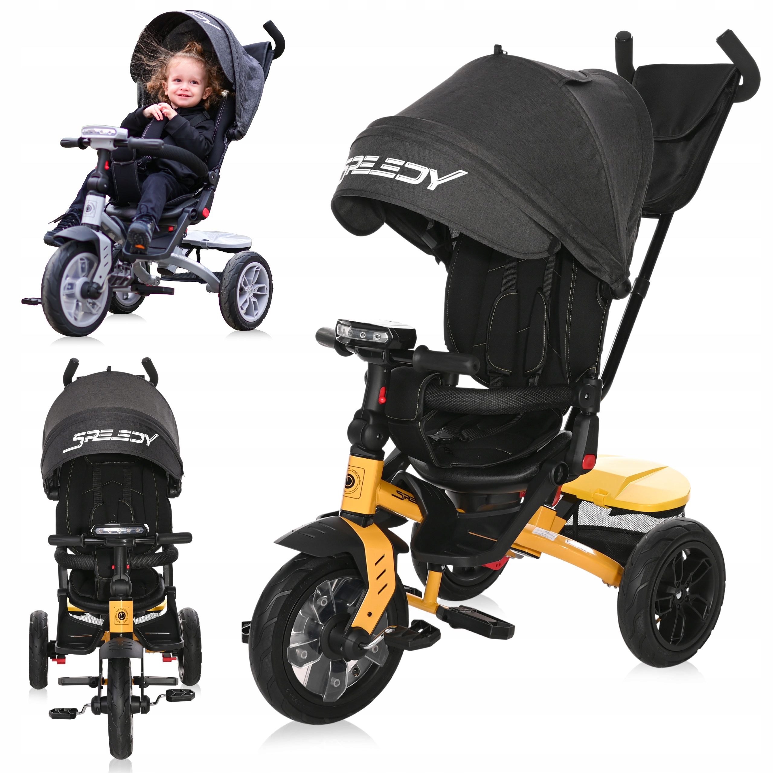 Rowerek Trójkołowy 4w1 Obrotowy Regulowany Pompowane Koła Lorelli Speedy