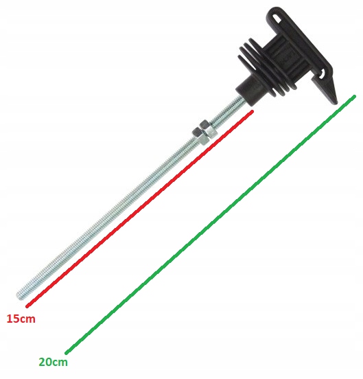 Izolator do taśmy, długi gwint metryczny 15cm Długość elementu stalowego 15 cm