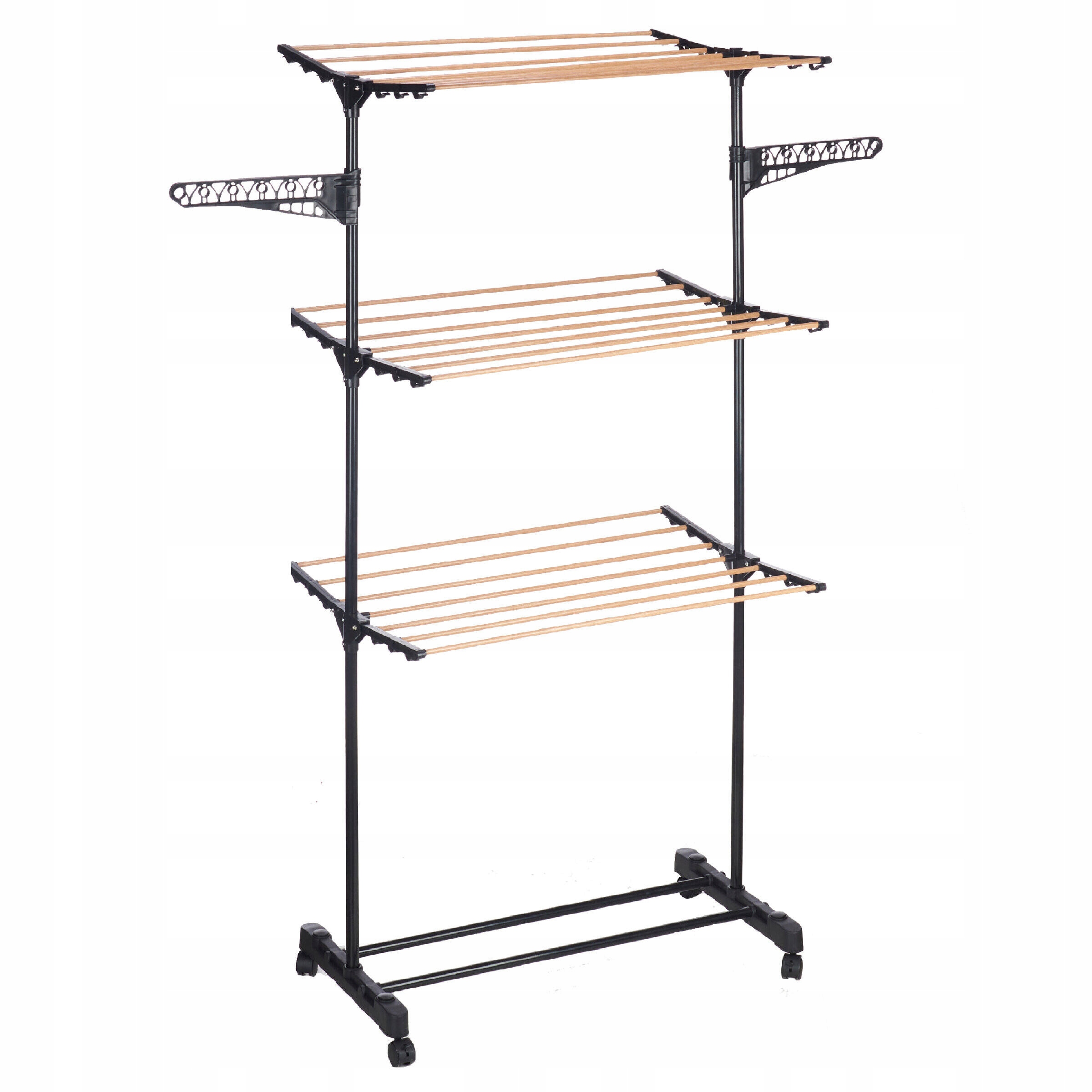 Levně Sušák Kovový, Černý, Na Kolečkách, Plastový, 80-140 X 57 X 165 CM