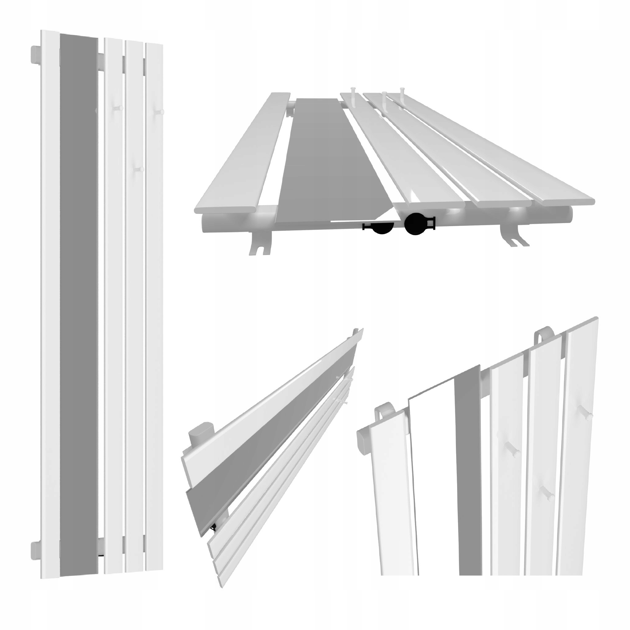 Dekorativní radiátor s věšáky zrcadlo Bello Hook Mirror 100x52 Bílá Polovina