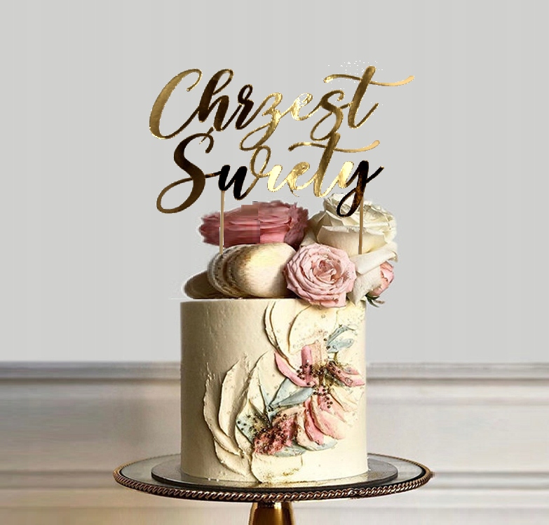 TOPPER ZŁOTY dekoracja na tort CHRZEST Typ toppery