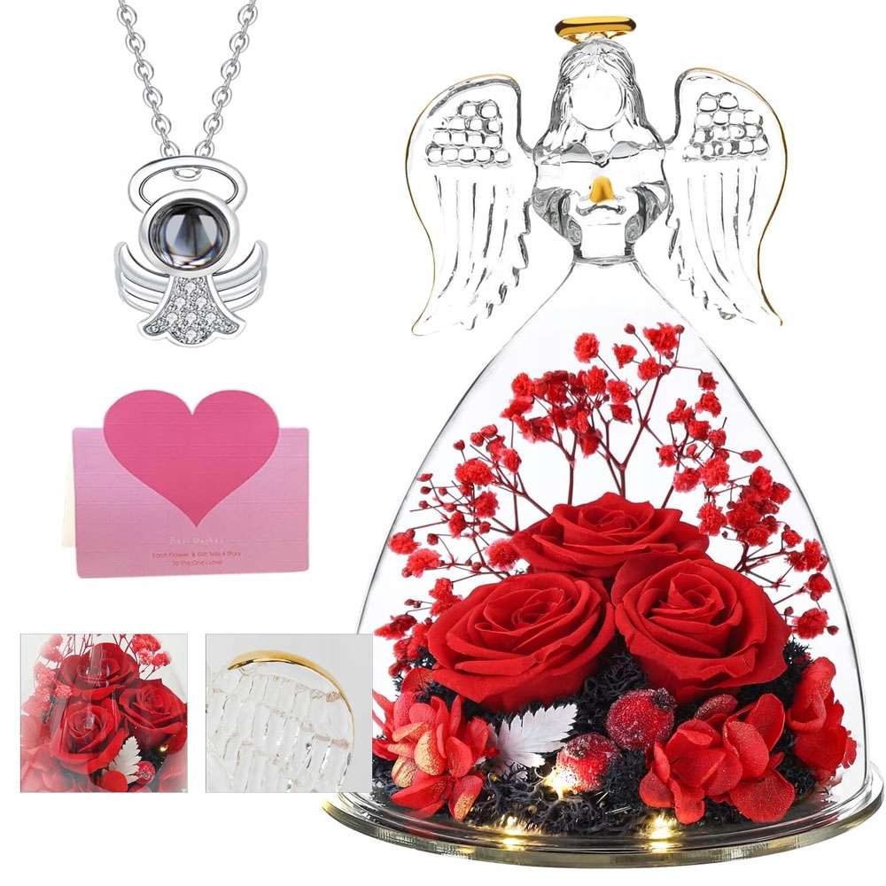 Stabilizovaná Růže V Skleněném Andělu Dárek K Výročí Vánoc