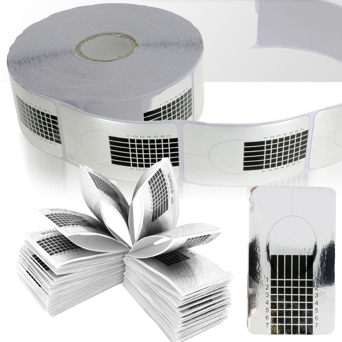 SZABLONY FORMY DO PAZNOKCI WĄSKIE SREBRNE 50 SZT Marka Allepaznokcie