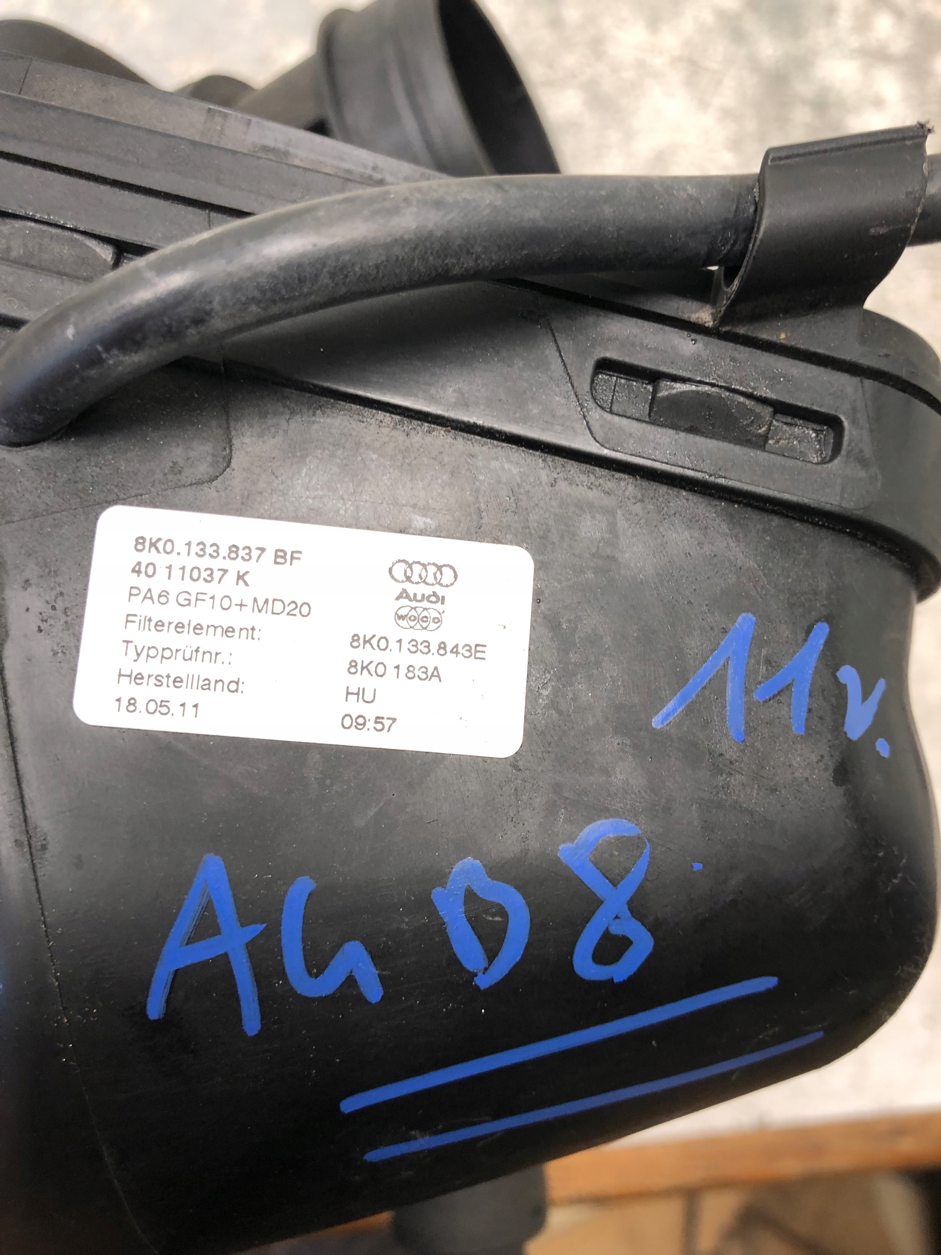 Gehäuse filter luft AUDI A4 B8 8K0133837BF 8K0133835BH