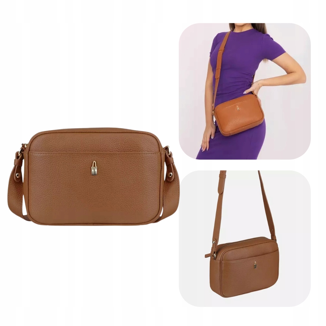 Luka Světle hnědá kožená kabelka crossbody kabelka přes rameno značky Wojewodzic