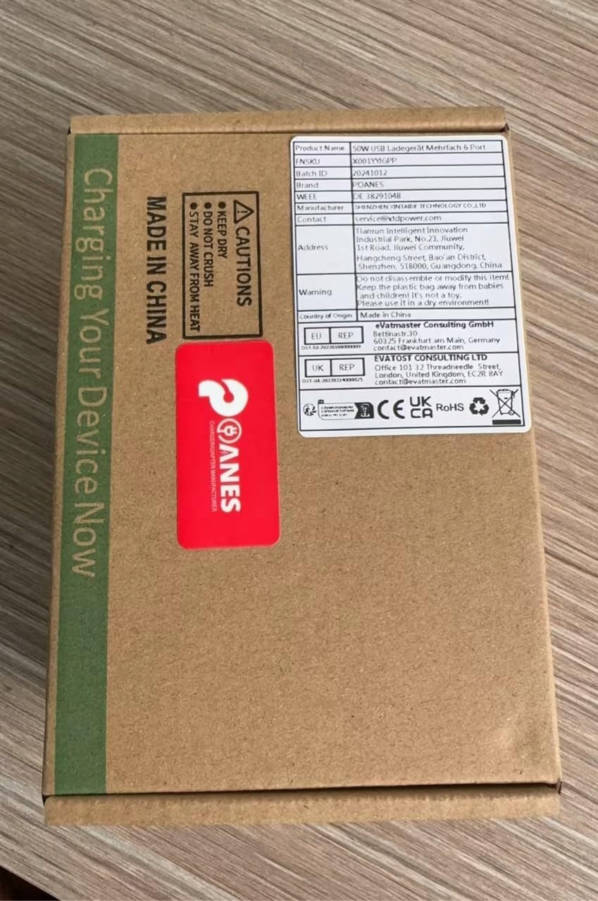 POANES Ładowarka USB 50W 6 Portów Stacja Dla iPhone Android Huawei HTC LG — miniatura 8