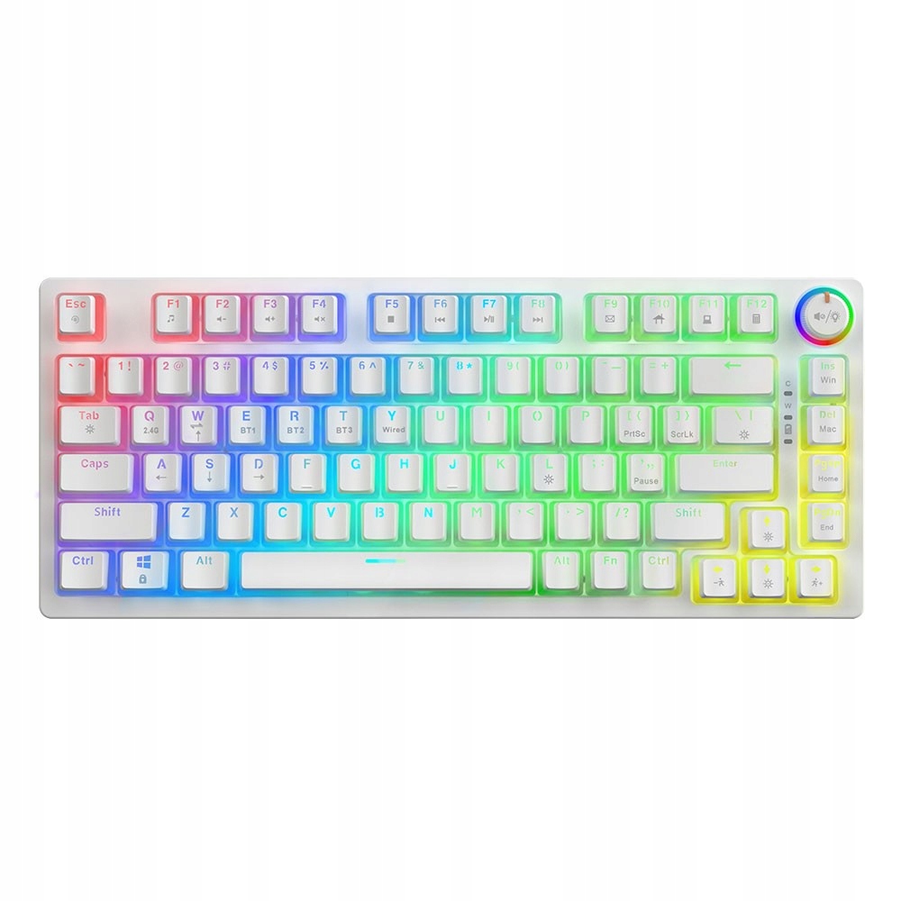 Mechanická bezdrátová klávesnice Savio Phenix White Gateron Yellow