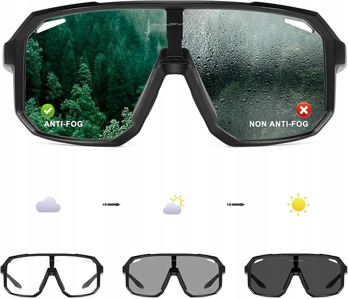 Kapvoe fotochromatické brýle Anti-fog sportovní sluneční brýle