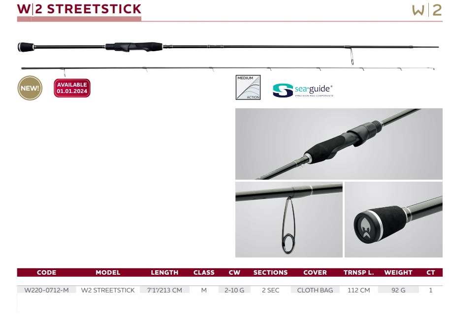 Wędka spinningowa Westin W|2 Streetstick 2-10 g 112 cm 213 cm