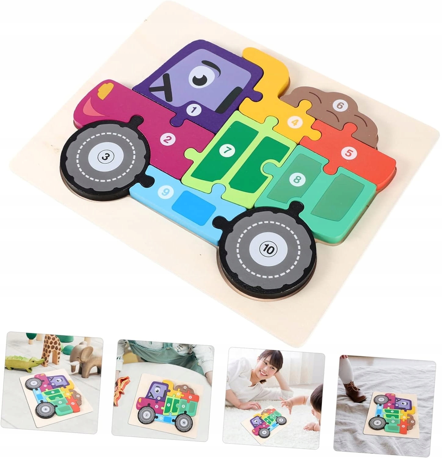 PUZZLE DREWNIANA UKŁADANKA CIĘŻARÓWKA MONTESSORI Stan opakowania oryginalne