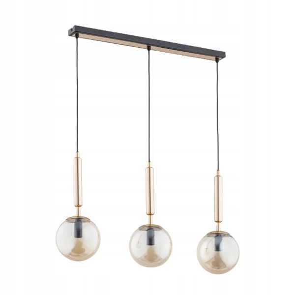 Moderní závěsná lampa Volda 3xE14 Metal Černo-zlatá Alfa