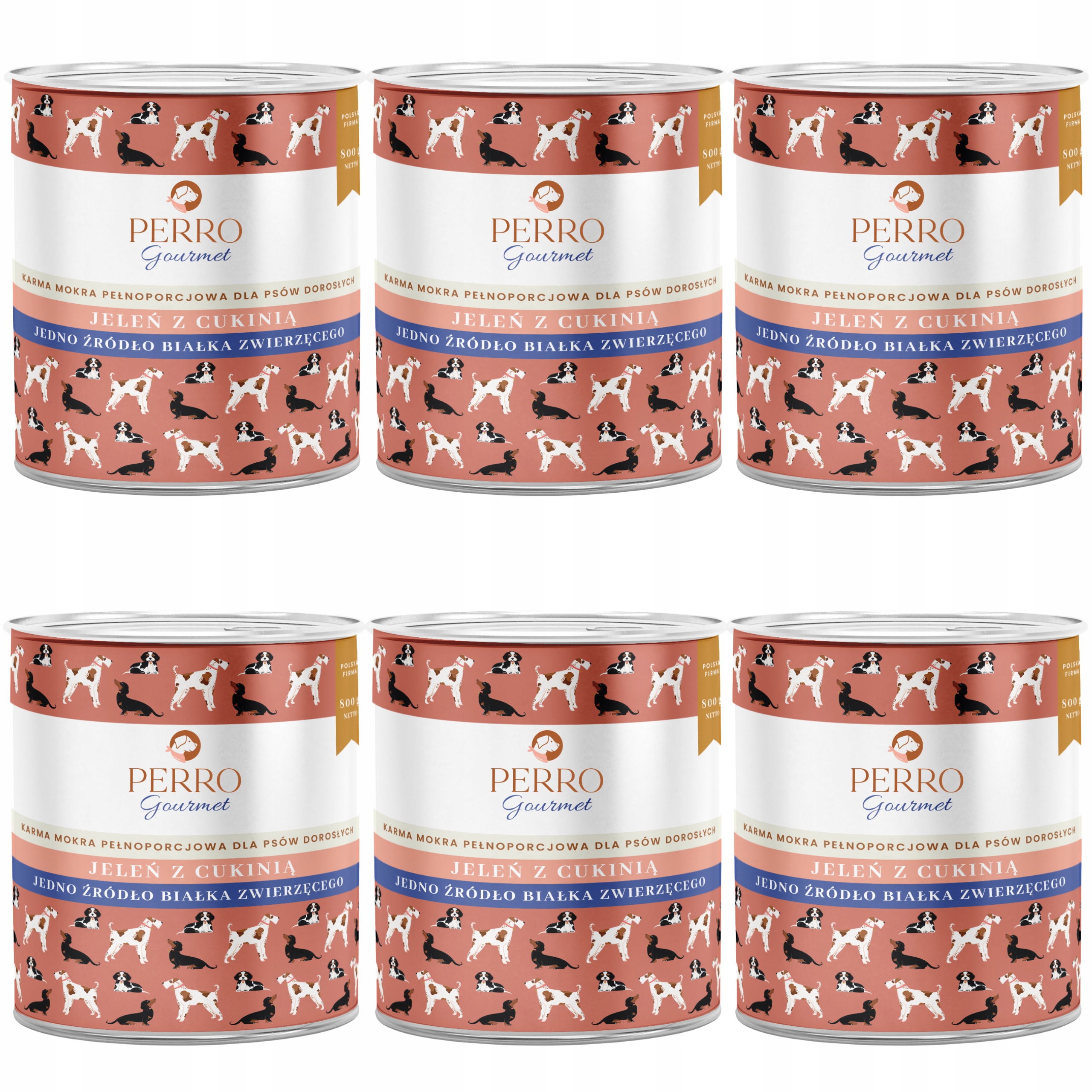 Levně Perro vlhké krmivo pro psy Gourmet Jelen s cuketou 6 x 800 g