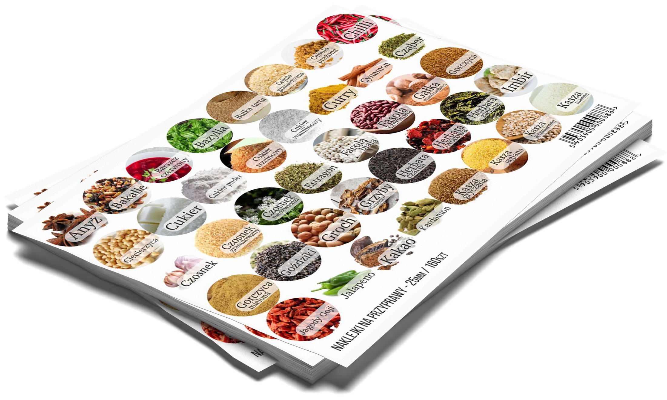 

Naklejki Na Przyprawy 160szt Kolorow Malutkie 25mm