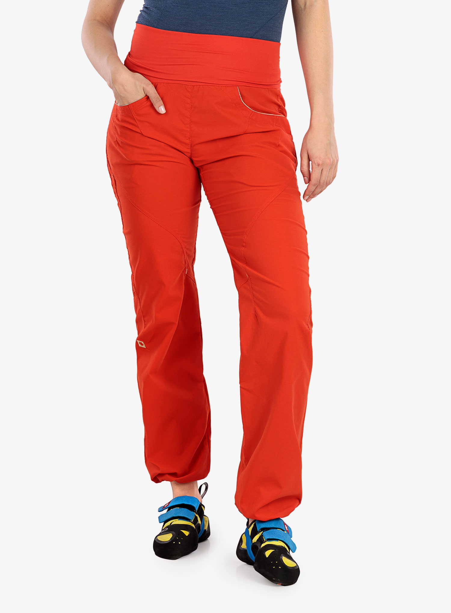 Spodnie wspinaczkowe damskie Ocun Noya Pants - orange poinciana S Kolor dominujący czerwony