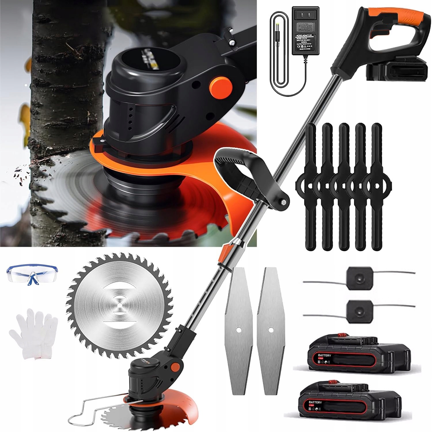 Elektrický Vyžínač Na Trávy 15 CM Křovinořez Zahradní Vyžínač 800W 2xAKU