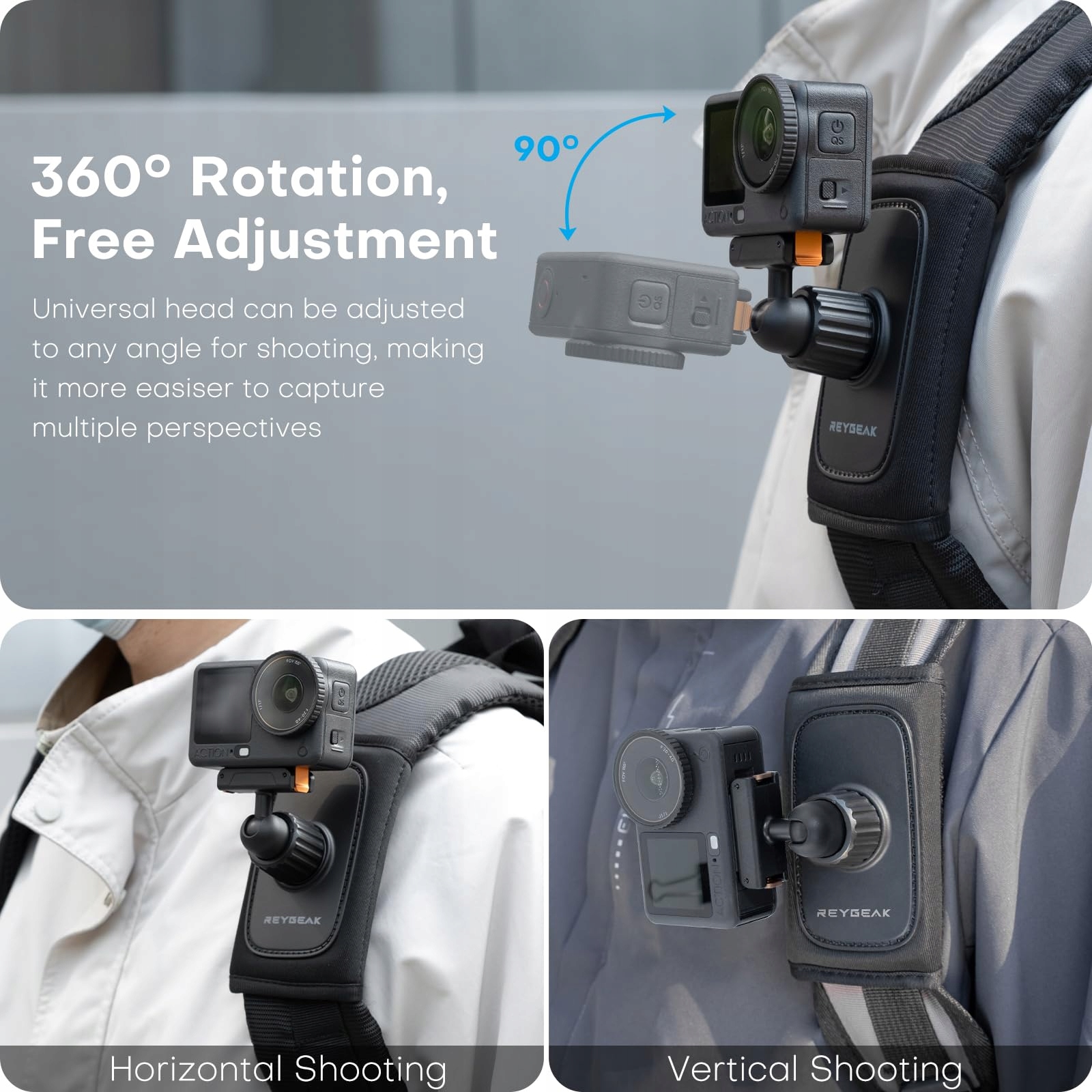 Mocowanie Na Pasek Plecaka Do DJI Osmo Action 6 Nano Regulowane REYGEAK — miniatura 3
