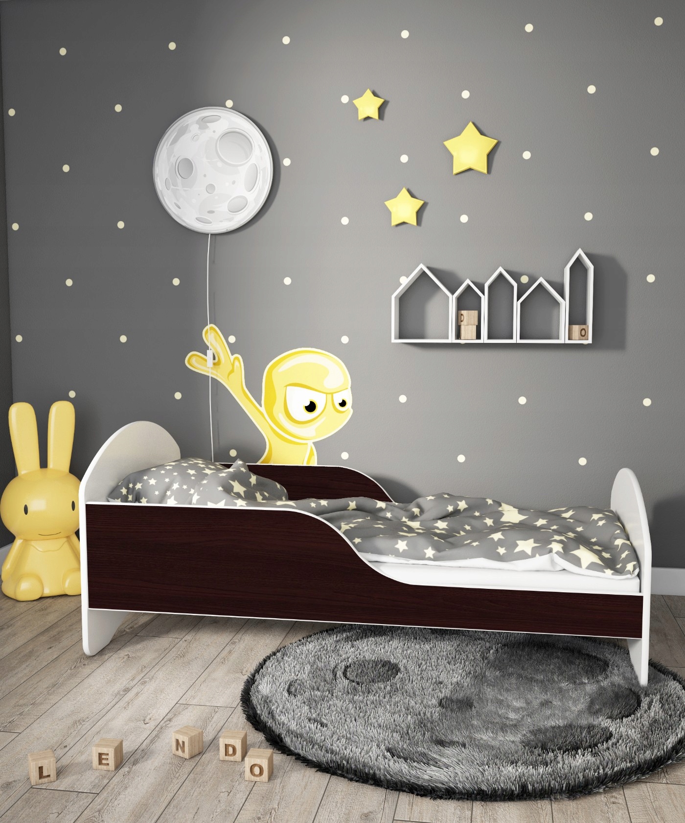 Łóżko dziecięce LEO2 160x80 biało-wenge Stan opakowania oryginalne