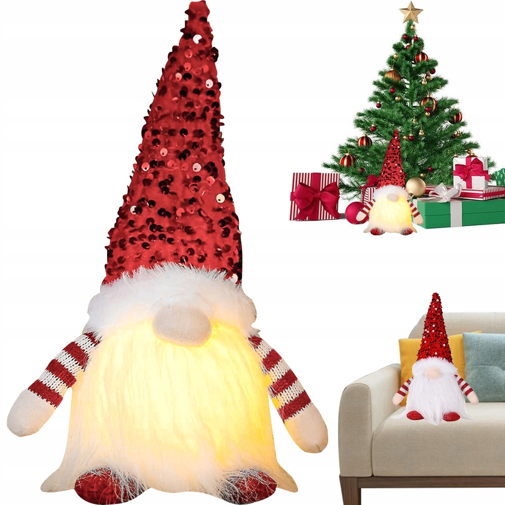 SKRZAT MIKOŁAJ GNOM ŚWIĄTECZNY NA PREZENT BOŻE NARODZENIE STOJĄCY LED