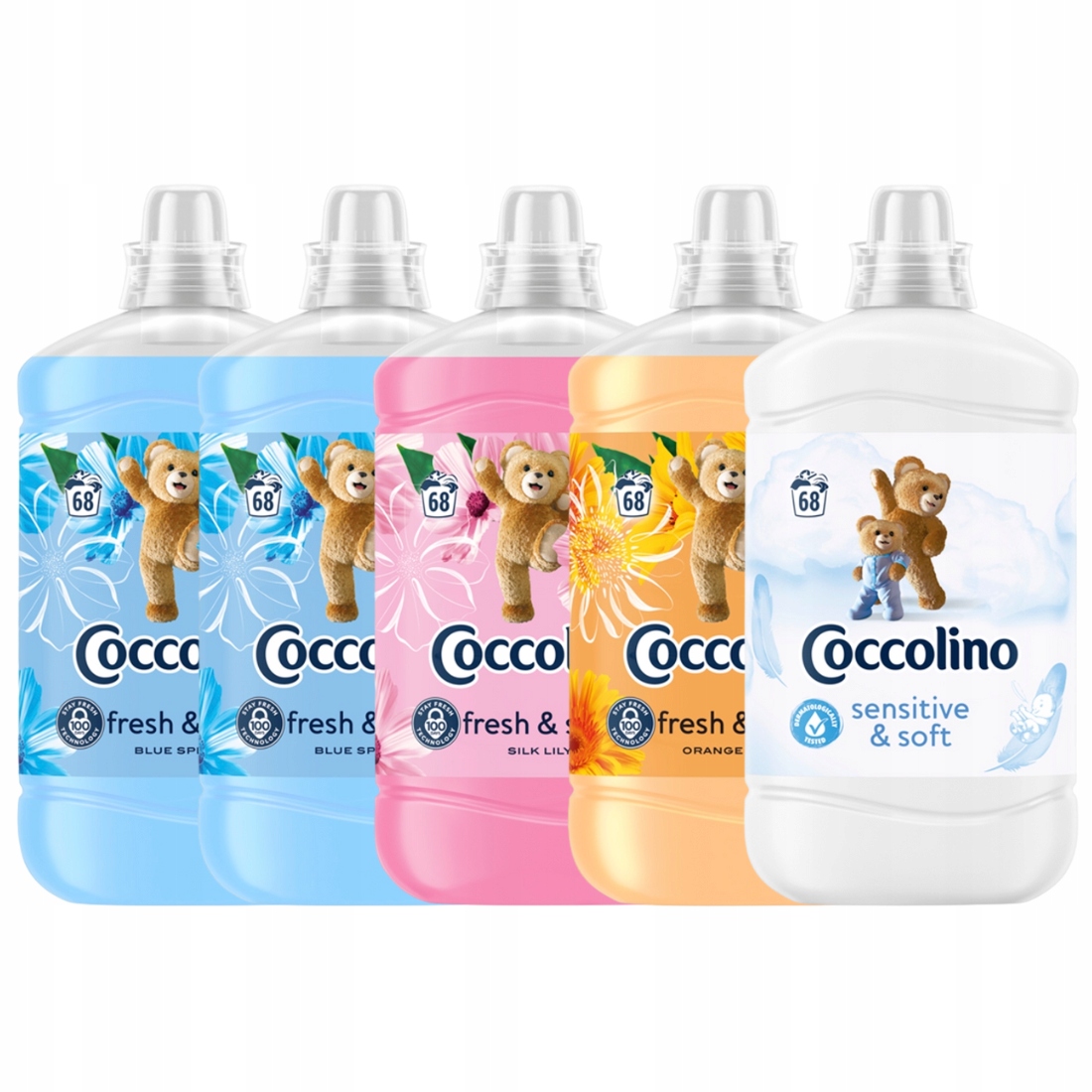 Coccolino Fresh&amp;Soft tekutá aviváž sada MIX 5x1,7L (340