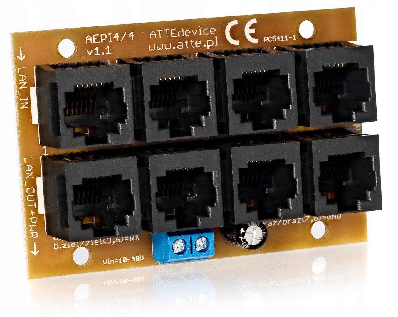 Moduł dystrybucji zasilania 4x PoE, gniazdo RJ-45