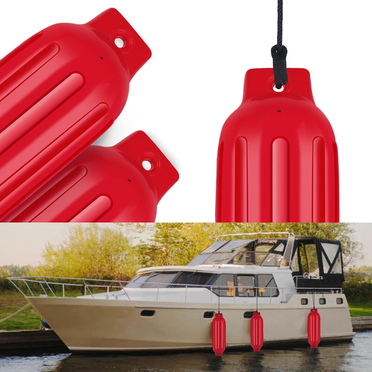 ODBIJACZ JACHTOWY ODBÓJ BURTOWY CZERWONY 50cm GEMINI - SUPER JAKOŚĆ Kolor dominujący czerwony